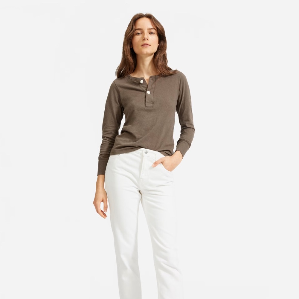 Everlane ReCotton Henley in Pewter Green